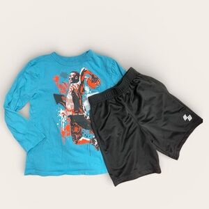 Childrens Place Turquoise Basketball Tee and Shorts 5/6